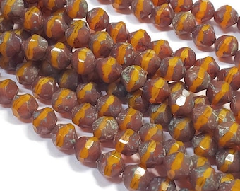 10mm Vintage Brown czech Glass Bead Strand