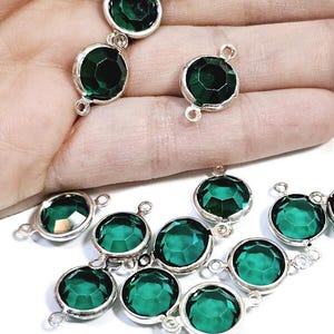 Vintage Brass and Swarovski Double Loop Drop, 4 Pcs