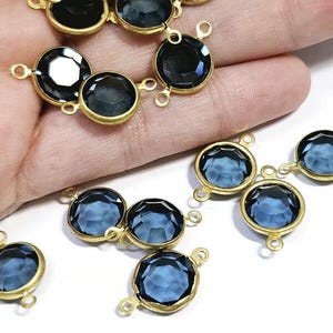 Vintage Brass and Swarovski Double Loop Drop, 4 Pcs