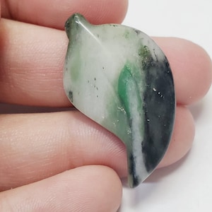 Carved Jasper Gemstone Leaf Top Drilled Pendant, 1pc