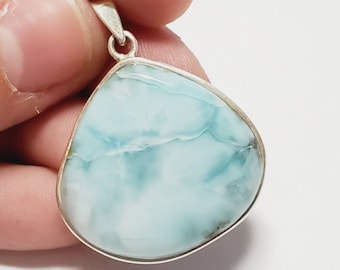 Colgante de plata de ley maciza con piedra preciosa de Larimar auténtica, 1 pieza
