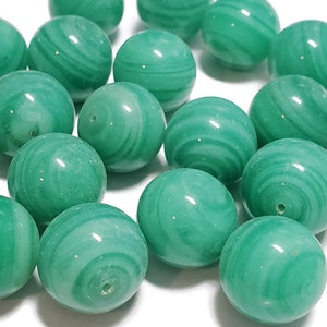 18mm Jade Green Vintage Japan Cherry Brand Milky Glass Swirl Beads, 6pcs