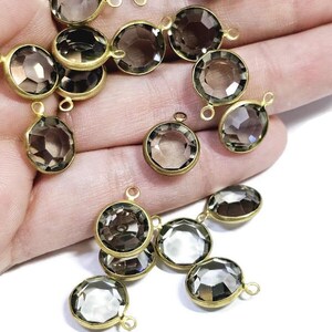 Vintage Brass and Swarovski Single Loop Drop, 4 Pcs