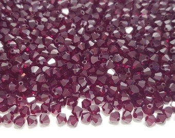 4mm Garnet Swarovski Crystal Bicone Beads, 48pcs