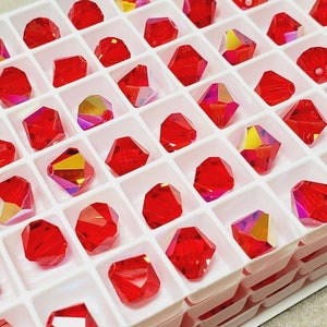 8mm Light Siam AB Swarovski Crystal Bicone Beads, 12pcs