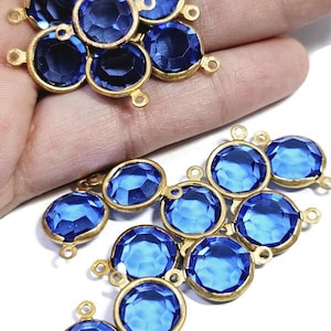 Vintage Brass and Swarovski Double Loop Drop, 4 Pcs