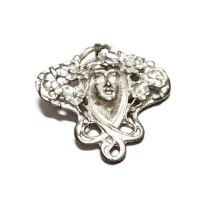 Vintage Art Nouveau Haugrud Tinn Norway Fine Pewter Pendant, 1pc