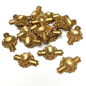 Vintage Solid Brass Bezel Stamping, 4pcs