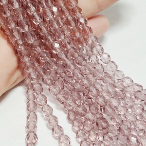 6mm Premium Czech Glass Faceted Fire Polish Glass Beads, 1 Strand