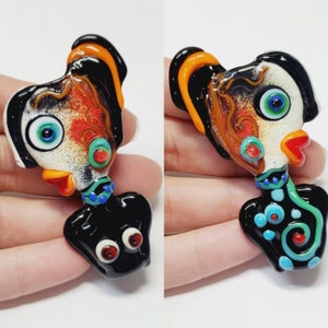 Matte Artisan Handmade Lampwork Glass Bead, 1pc