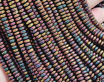4mm Rainbow Hematite Gemstone Disc Beads, 1 Strand