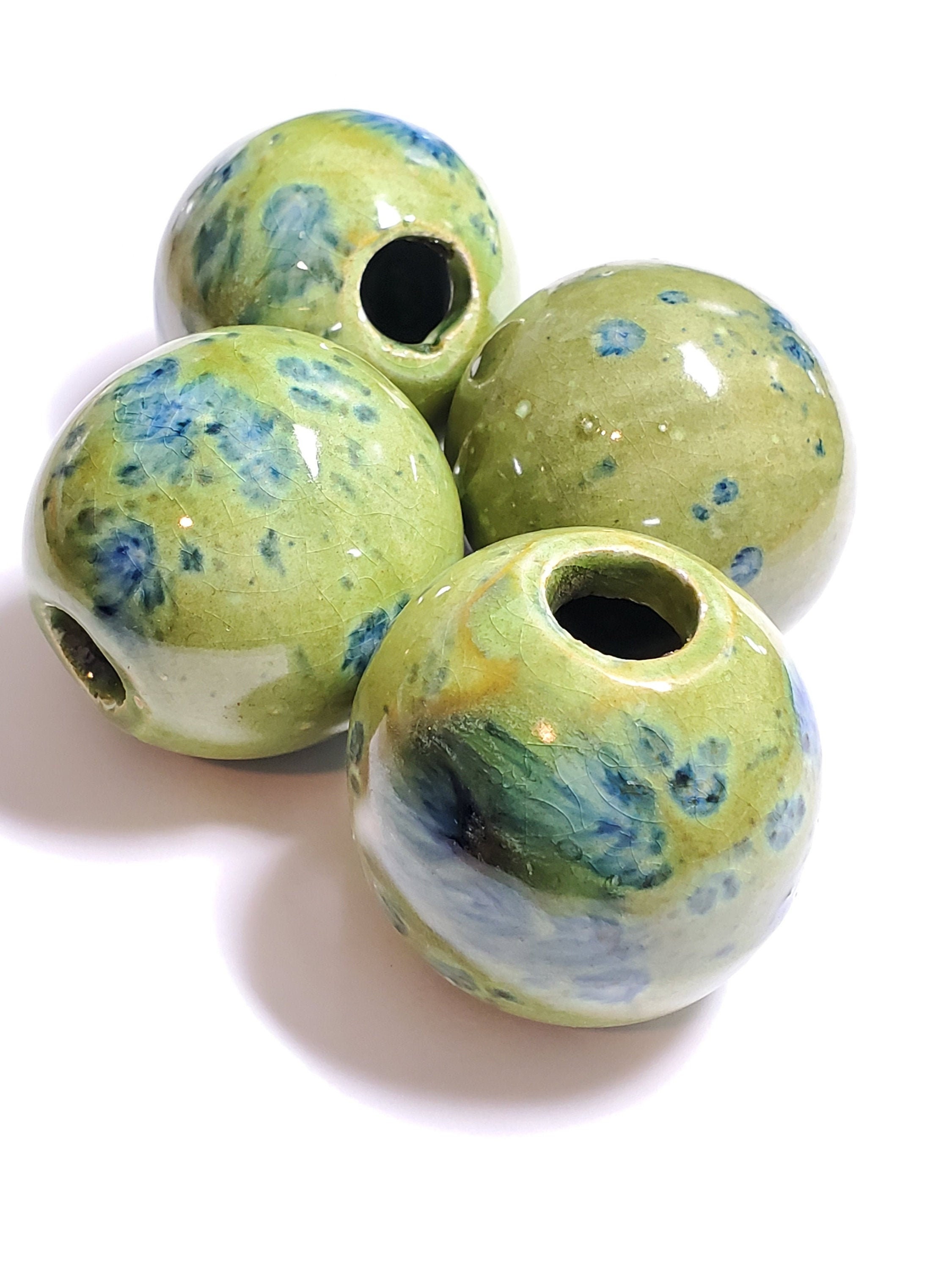 Ceramic Macramé Bead Round Vintage Ceramic Bead Vintage Etsy