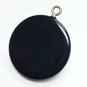 26mm Vintage Black Bakelite Pendant, 1pc