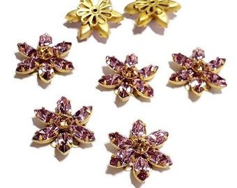 18mm Vintage Light Colorado Topaz Swarovski Rhinestone Flower Finding, 1pc