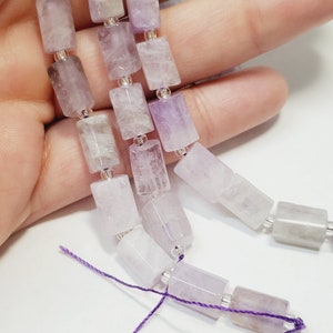 11mm Light Amethyst Gemstone Cylinder Bead Strand