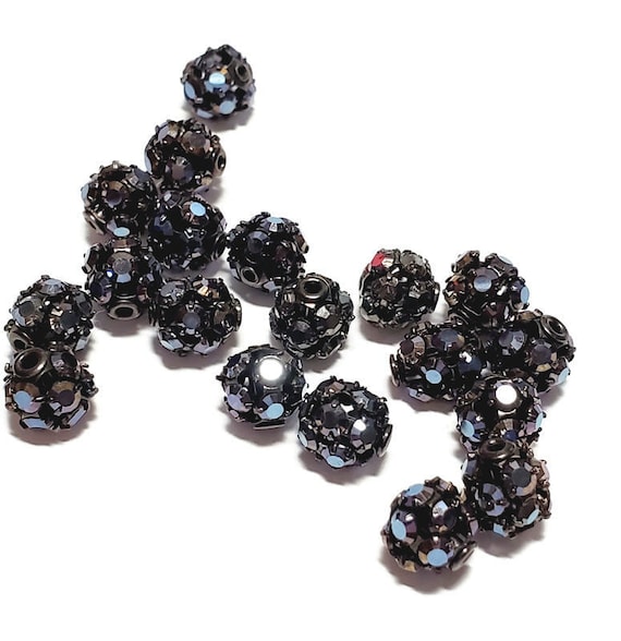 7mm Vintage Jet Hematite AB Swarovski Crystal Beads, 1pc