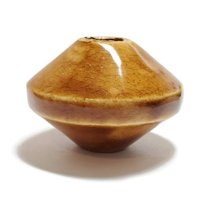 Vintage Large Hole Ceramic Macrame Saucer Bead, 1pc