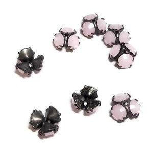 Vintage Rose Opal Swarovski Bead Caps, 4pcs