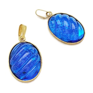Vintage Blue Lucite Cab Charm Pendant, 1pc