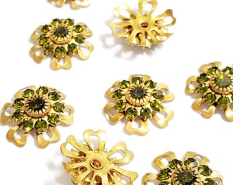 17mm Vintage Olivine Swarovski Kristall Strass Blume, 1 Stk