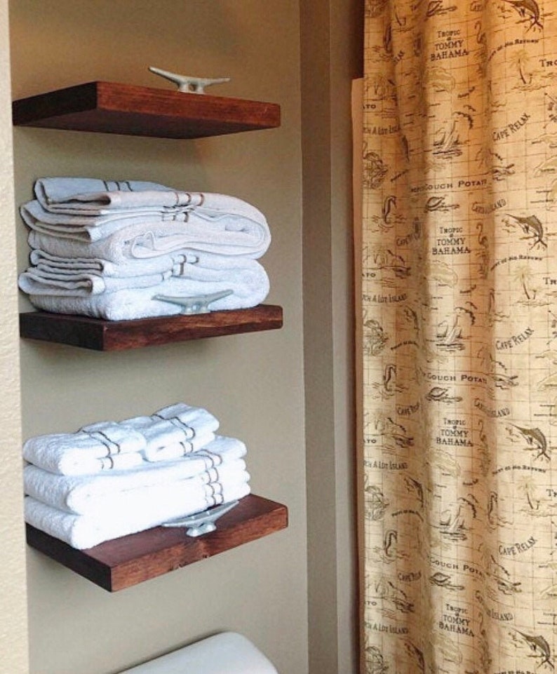 Wooden Floating Nautical Cleat Shelf Nautical Shelves Etsy