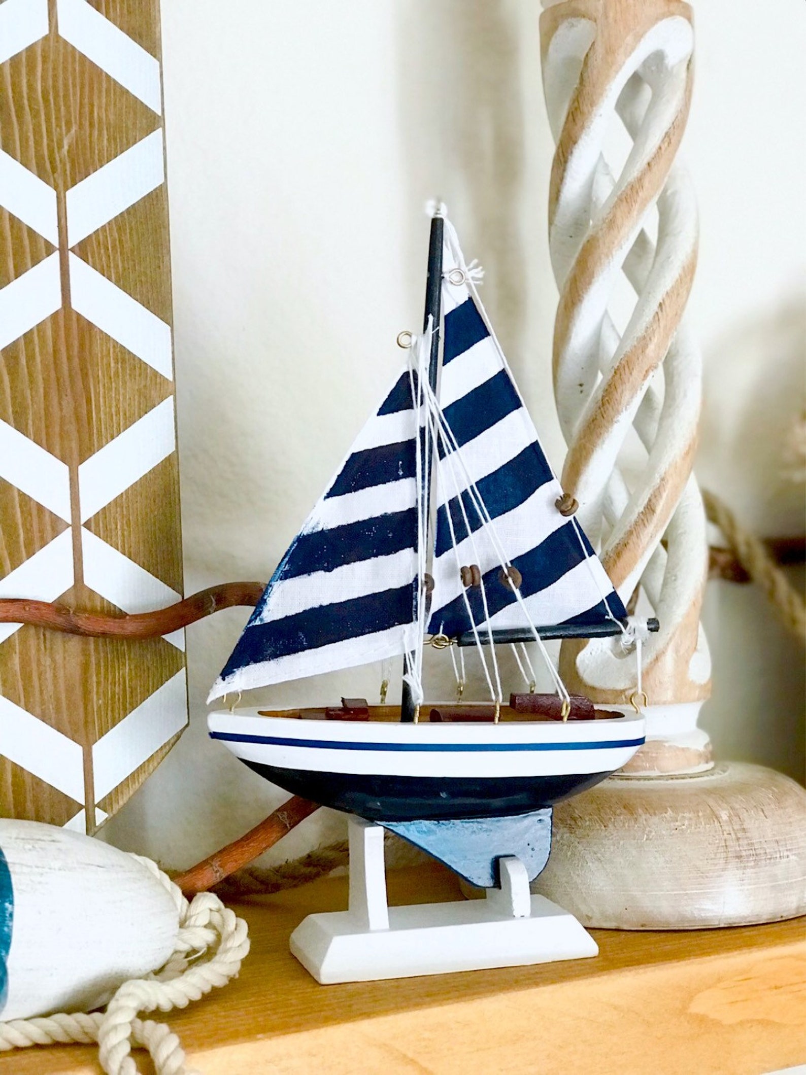 navy blue sailboat home decor