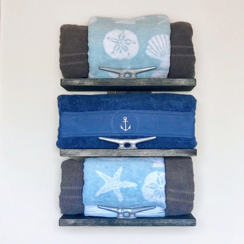 Floating Nautical Towel Shelf Nautical Decor Coastal Beach Etsy