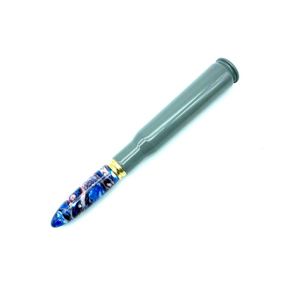 50 Cal/300 Win Mag Combo Flip Pen - Red, White, Blue Pearl Acrylic