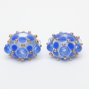 Sapphire Blue Handmade Lampwork Glass Bead Pair
