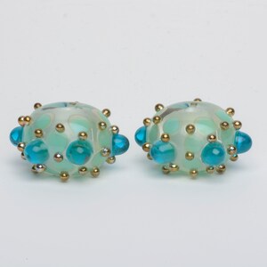 Teal Blue Handmade Lampwork Glass Bead Pair