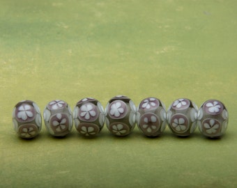 Mushroom Pink Handmade Lampwork Glass Bead Set