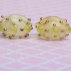 Lemon Handmade Lampwork Glass Bead Pair