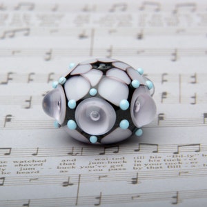 Pink and Sky Blue Handmade Lampwork Glass Bead