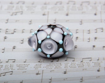 Pink and Sky Blue Handmade Lampwork Glass Bead