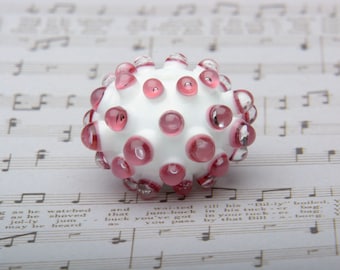 Strawberry Bubbles Handmade Lampwork Glass Bead