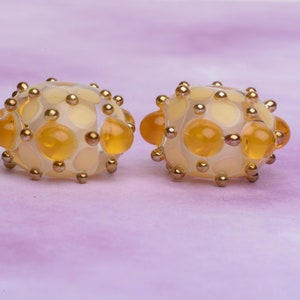 Topaz Handmade Lampwork Glass Bead Pair