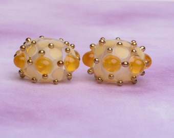 Topaz Handmade Lampwork Glass Bead Pair