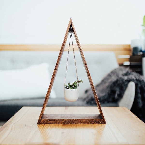 ORIGINAL Trending Hanging Triangle Planter for Succulents and Air Plants, Triangle Shelf, Wood Shelf