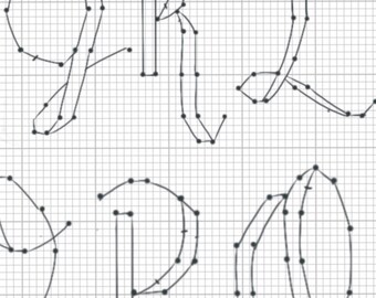 LARGE UPPERCASE Faux calligraphy cursive brush lettering cross stitch alphabet font pattern