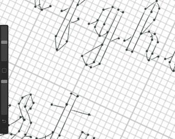 Faux calligraphy cursive brush lettering cross stitch alphabet font pattern