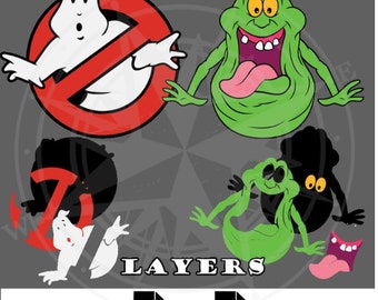 Ghost Slimer Bundle Layered SVG & PNG file Digital Download 80s retro