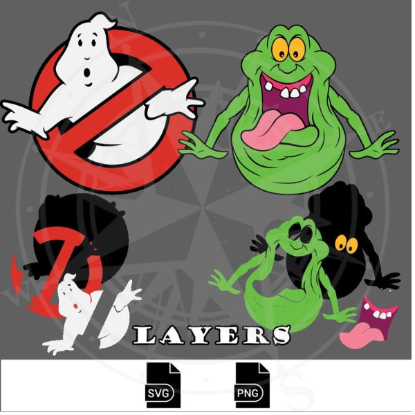 Ghost Slimer Bundle Layered SVG & PNG file Digital Download 80s retro