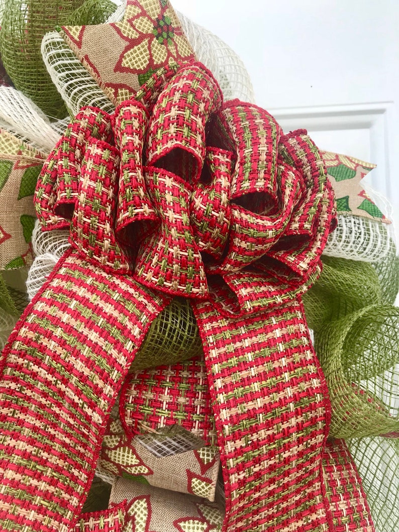 Deco mesh rustic wreath fabric mesh poinsettia Christmas Etsy