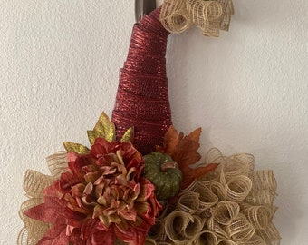 Fall Decor or Porch Decor Details about   Scarecrow Hat Door Hanger Wreath 