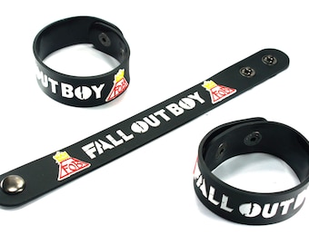 Pulsera de goma Fall Out Boy, pulsera ajustable con cierre a presión