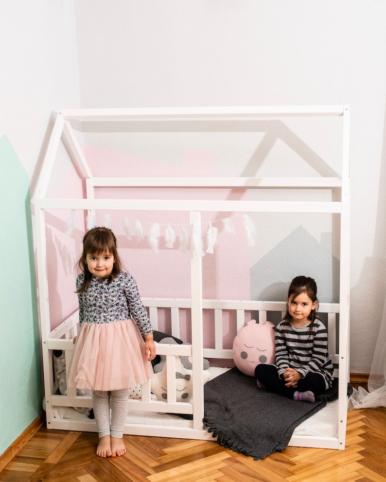 Painted Toddler House Bed With Slats Montessori Floor Bed Etsy