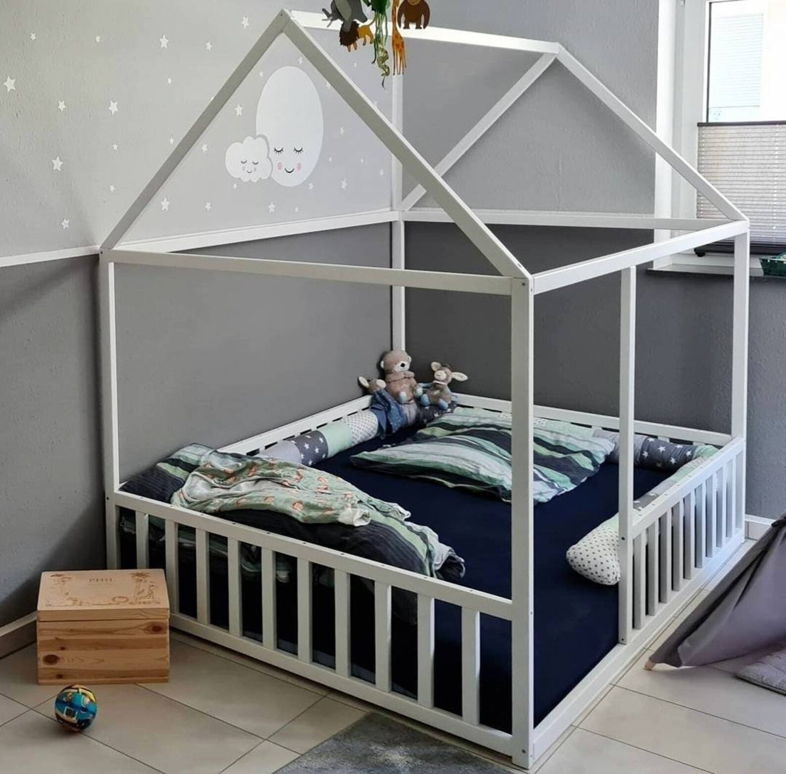 Painted Toddler House Bed With Slats Montessori Floor Bed Etsy