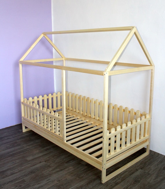 Toddler house bed, Montessori floor bed, teepee bed, kid bed, wood bed, children home, waldorf toy, children bed, kids bedroom, floor bed