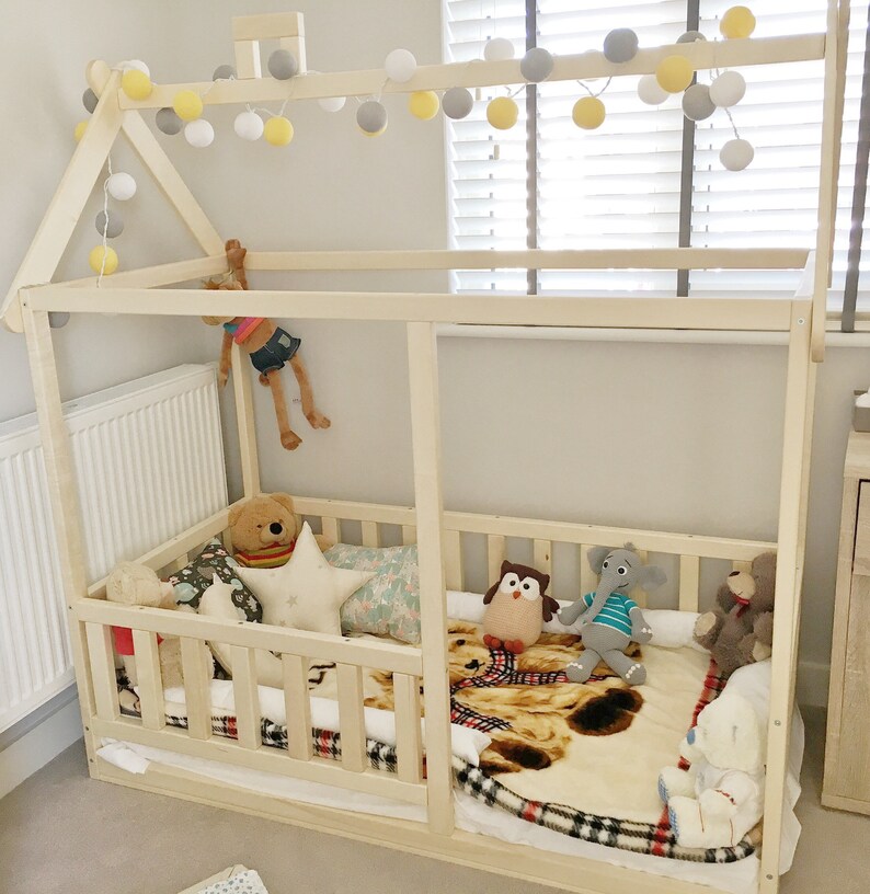 Toddler House Bed With Slats Kids Bed Wood Bed Montessori Etsy