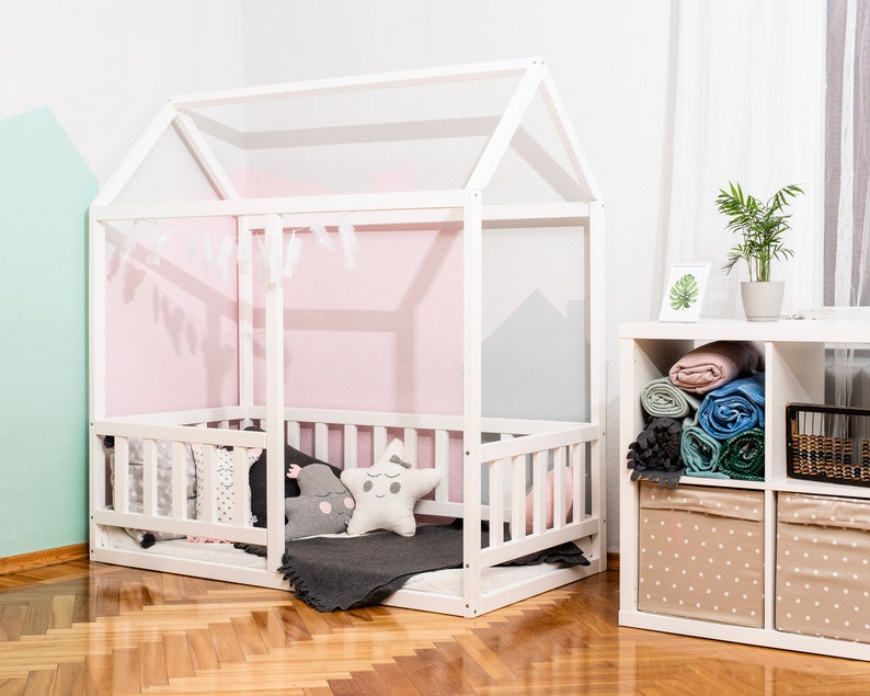 Painted Toddler House Bed With Slats Montessori Floor Bed Etsy